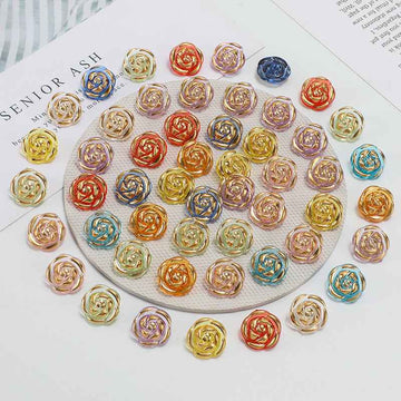 12.5mm acrylic rose buttons in mixed candy colors, iridescent swirl design