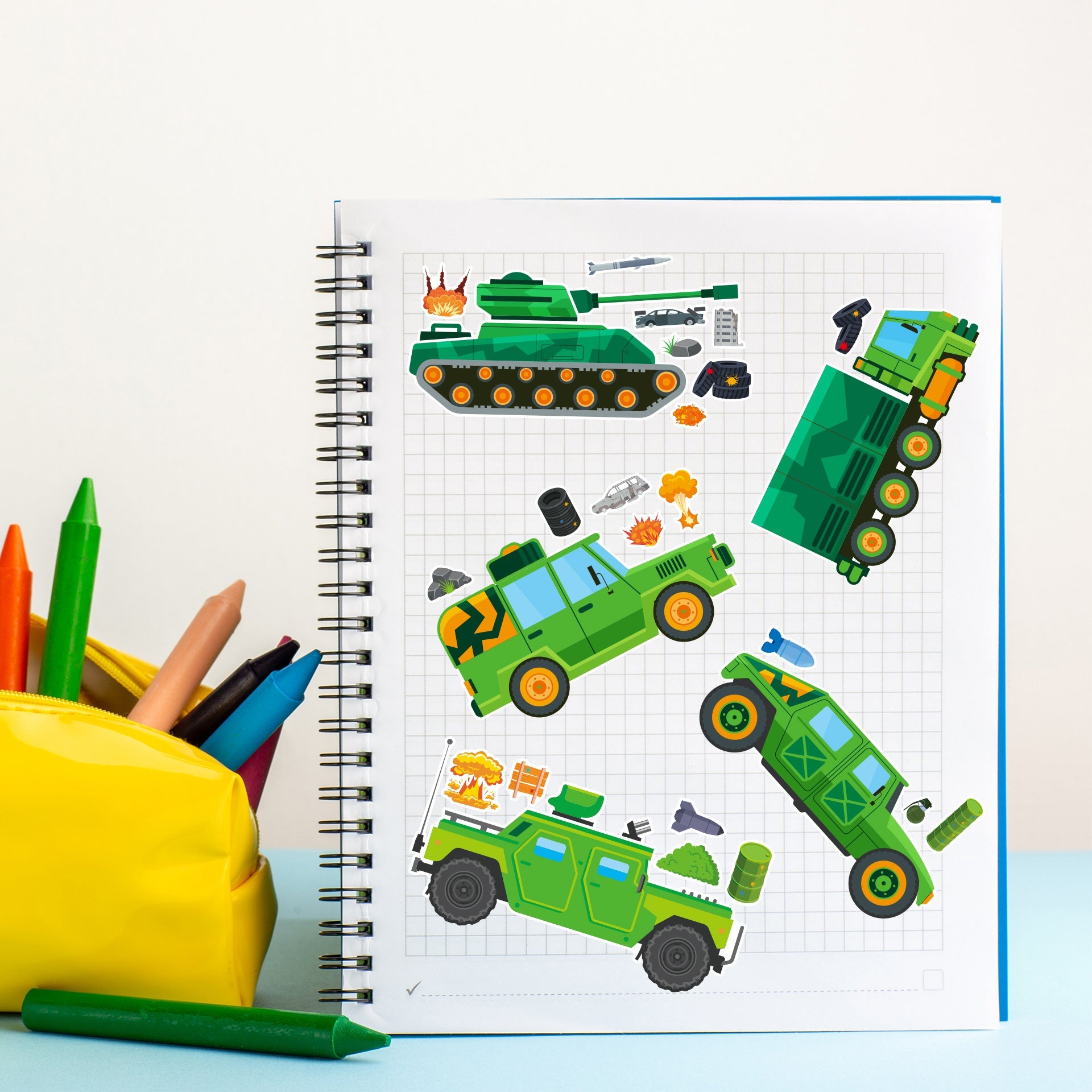 Make a Face Military Truck Tank Stickers for Kids 24 Sheets