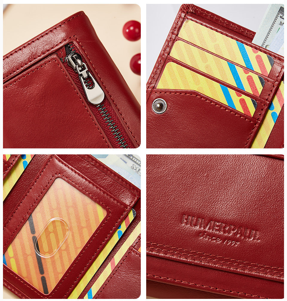 RFID Men's Coin Purse,Top Grain Cowhide Leather Zip Wallet