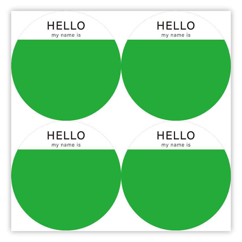 200Pcs Hello Name Tags Hello My Name is Stickers 8cm Round Green