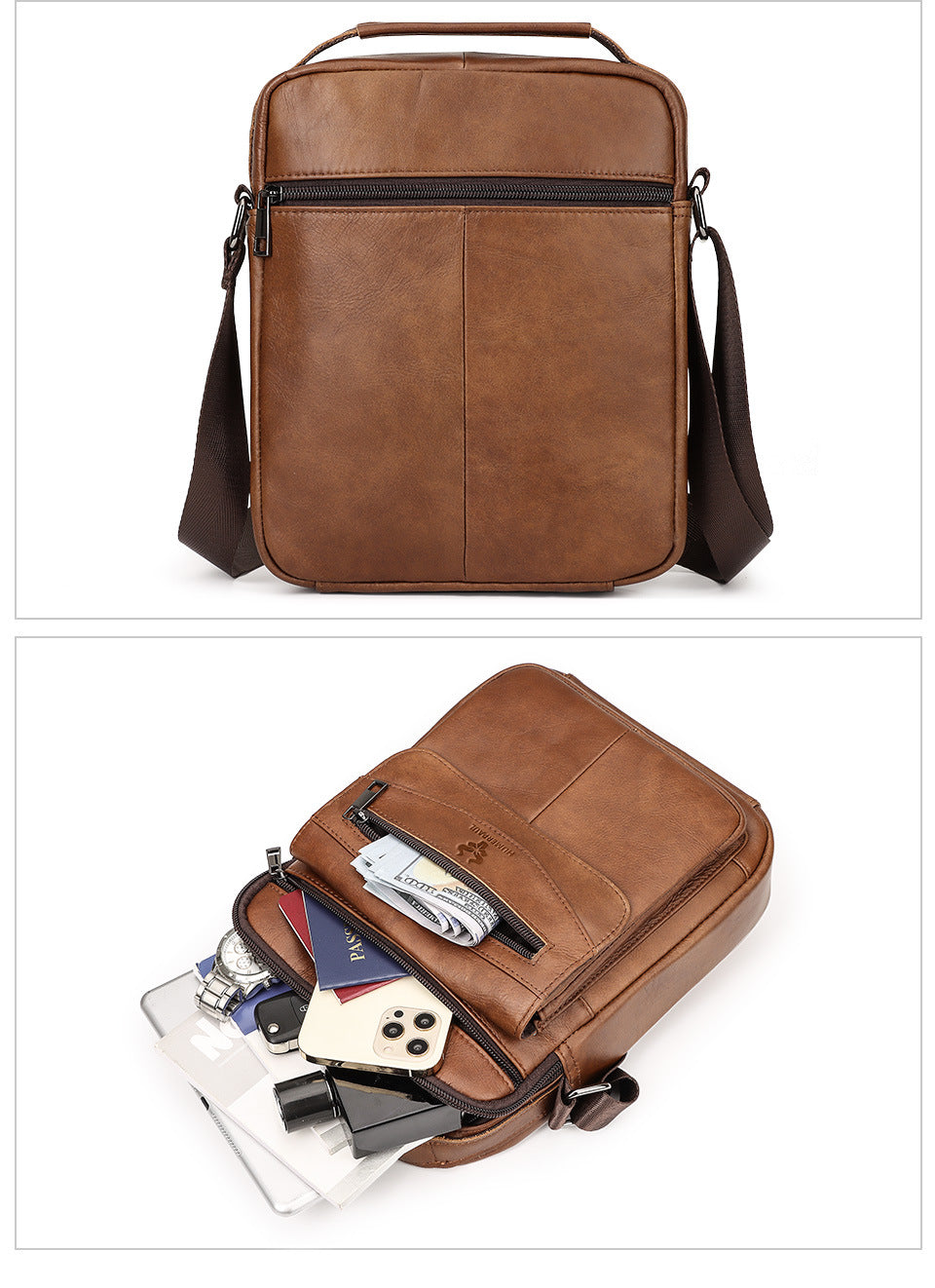 Genuine Leather Men's Crossbody Shoulder Bag