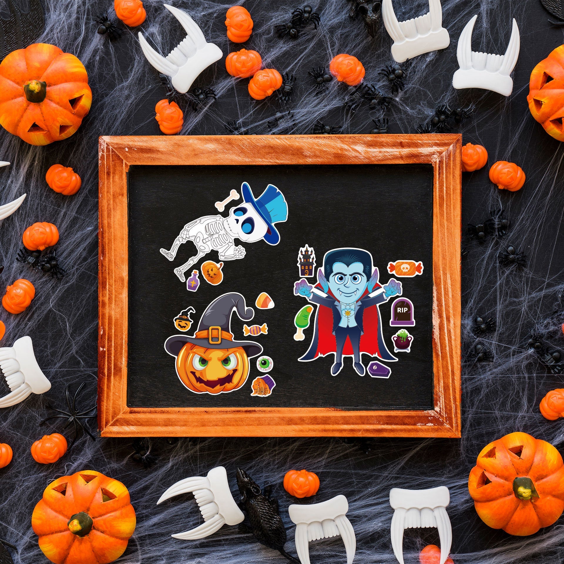 Make a Face Cartoon Halloween DIY Stickers for Kids 24 Sheets