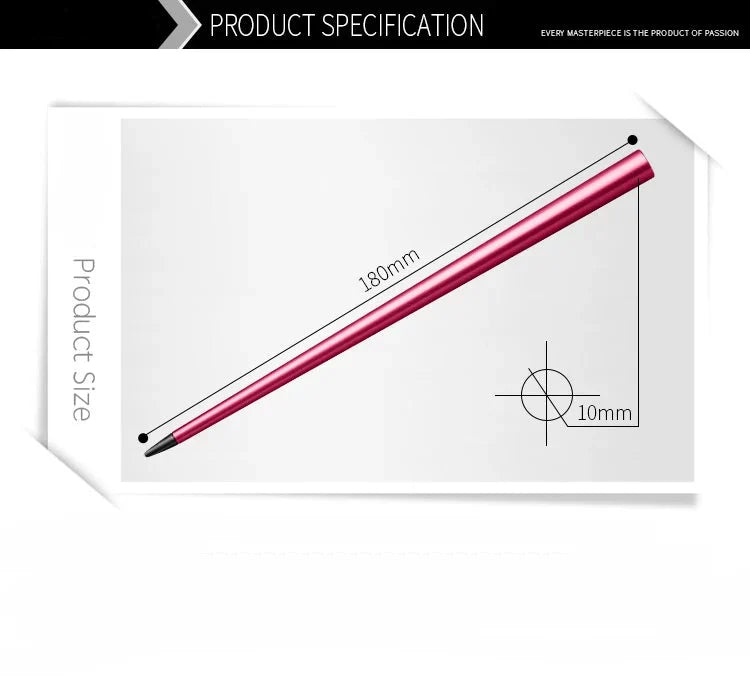 GNASEET Inkless Eternal Pencil – Tapered Metal Body | Black / Rose Red/ Silver / Gold
