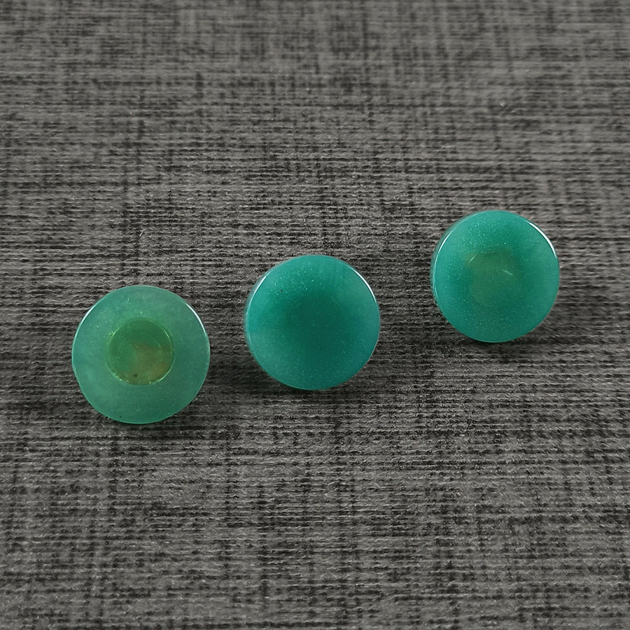 Faux agate resin shank buttons, green round