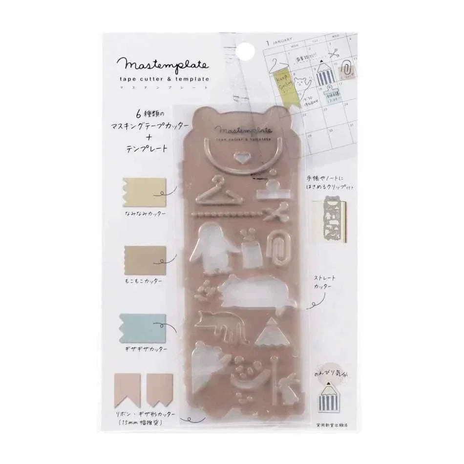 Kutsuwa Mastemplate Washi Tape Cutter &amp; Stencil Animal