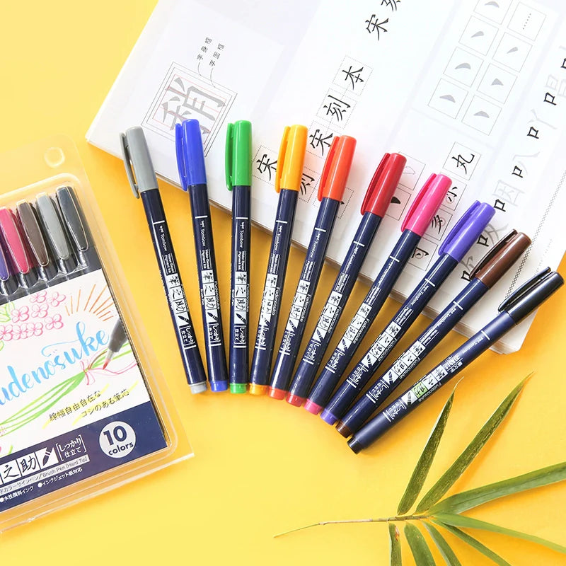 Tombow Fudenosuke Brush Color Pens 6/10 Color Set