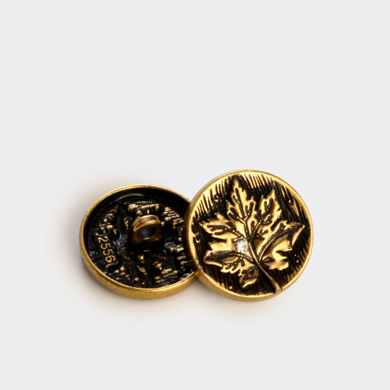 Maple Leaf Metal Sew-On Buttons for Coats & Cardigans, 20-Pack Bronze