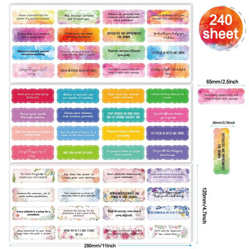 240 Sheets Motivational Inspirational Watercolor Stickers