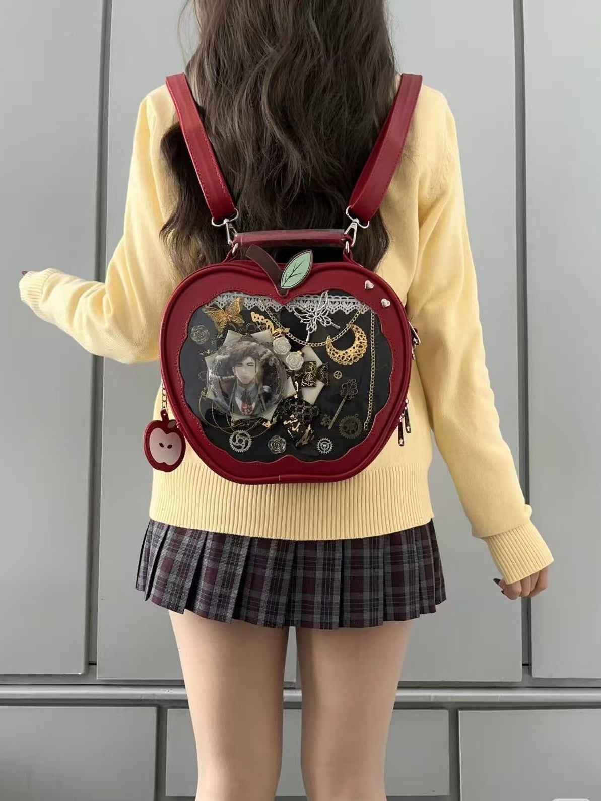 Apple-Shaped Ita Bag - Crossbody and Backpack for Pins and Badges