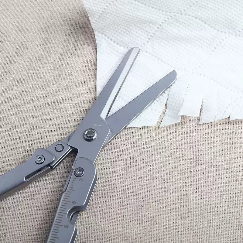 Compact 2-in-1 Foldable Scissors with Measuring Ruler