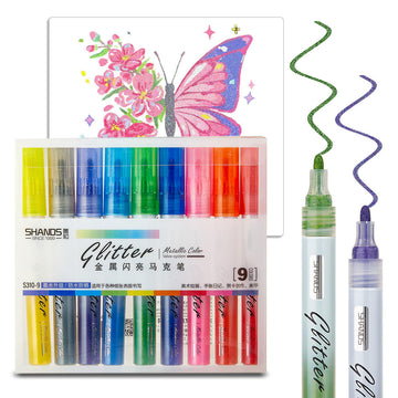9 Colors Metallic Shimmer Markers Acrylic Paint Highlighters Pens 2.0MM