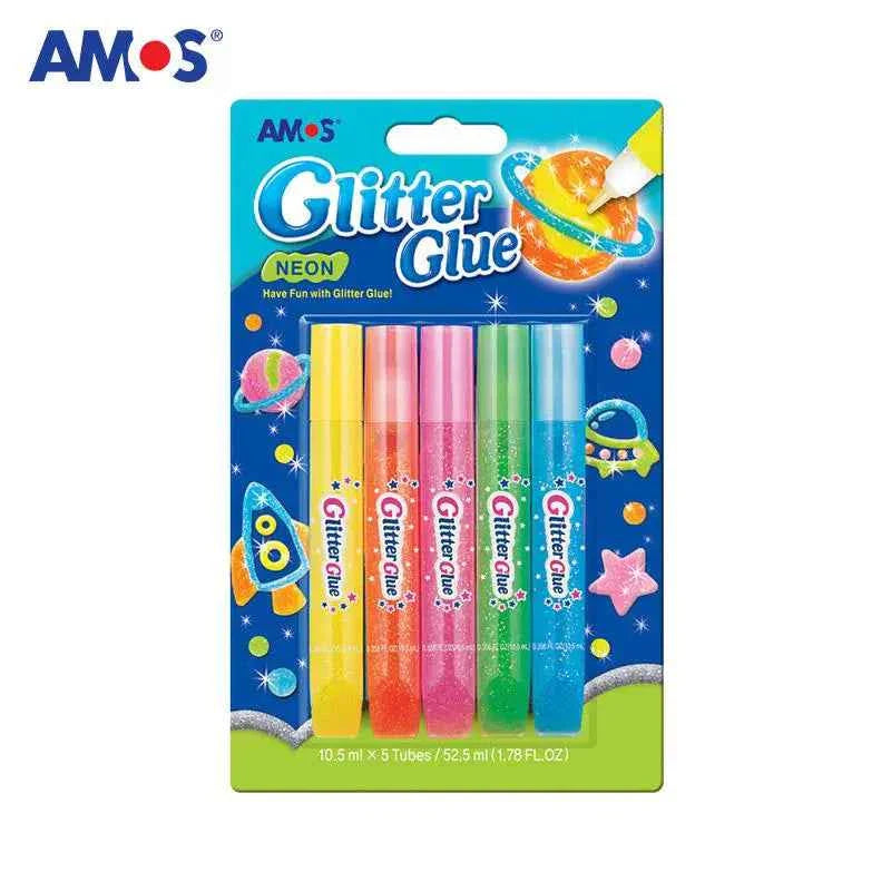 AMOS Classic Glitter Glue, 5/10 Colour Set Classic 5
