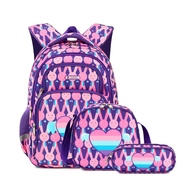 School Backpack Pencil Lunch Bag 3in1 for Boys and Girls Kids 7