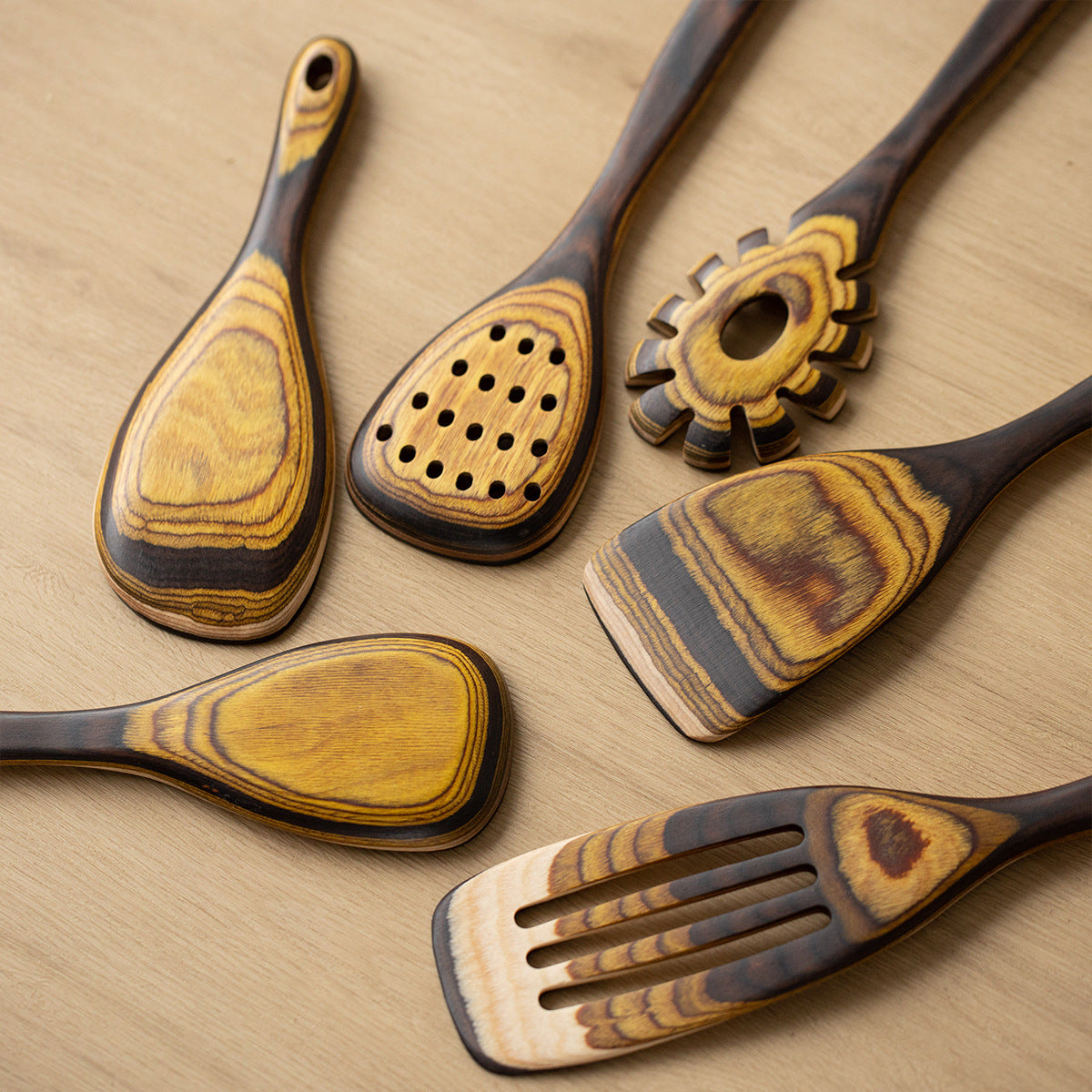 Moroccan Gradient Colorful Wooden Spoon | Pasta Server & Rice Ladle