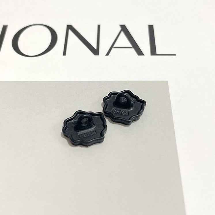 12mm vintage camellia floral metal shank button backs, dark metal with shank