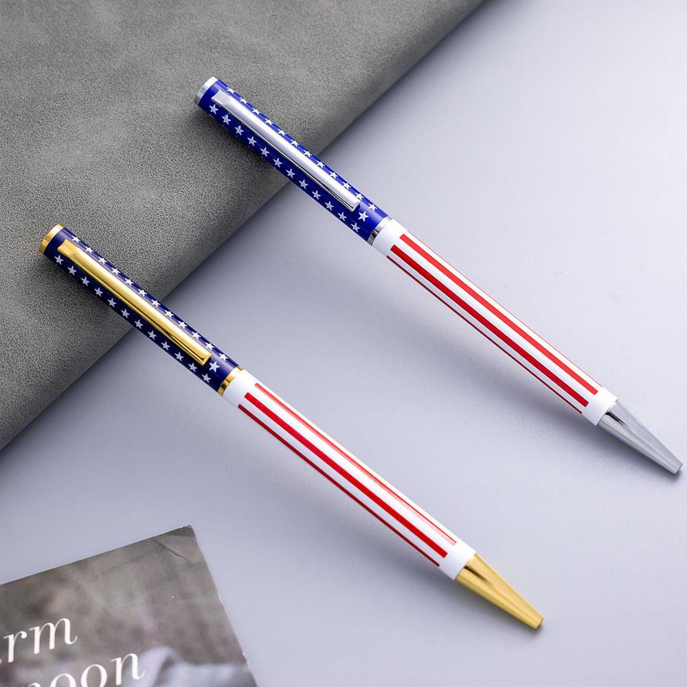 American Flag Metal Ballpoint Pen 10-Pack 1.0mm Black Ink 5 Gold+ 5 Silver