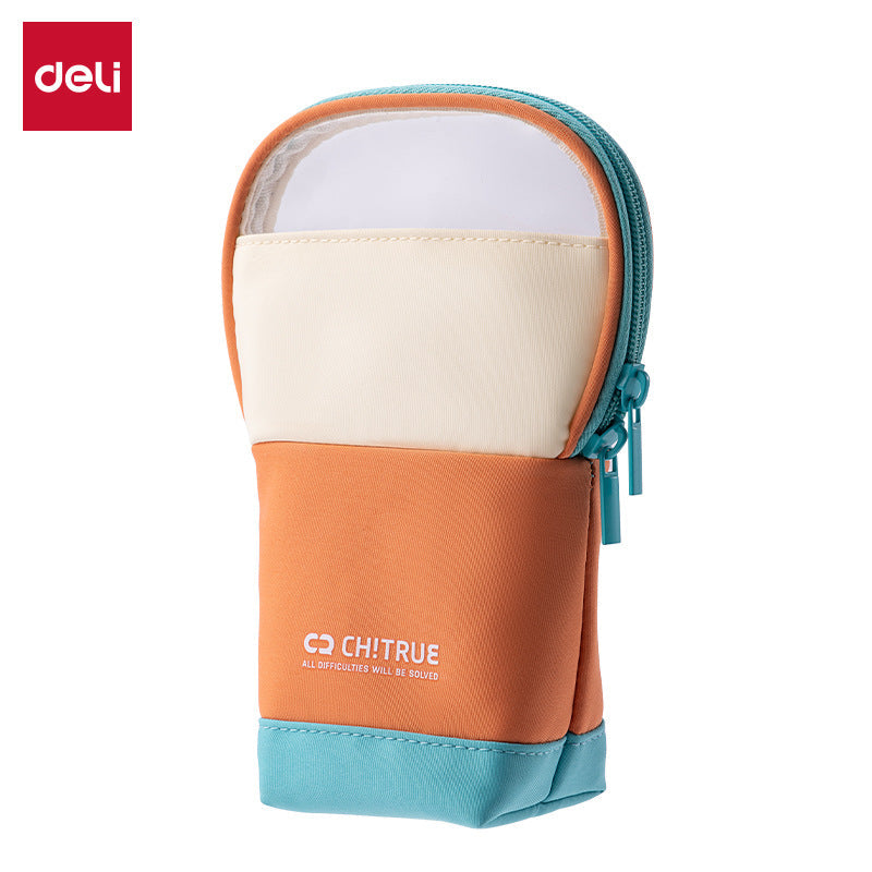 DELI BC408 Vertical Pencil Case – Stylish Student Pen Organizer Orange
