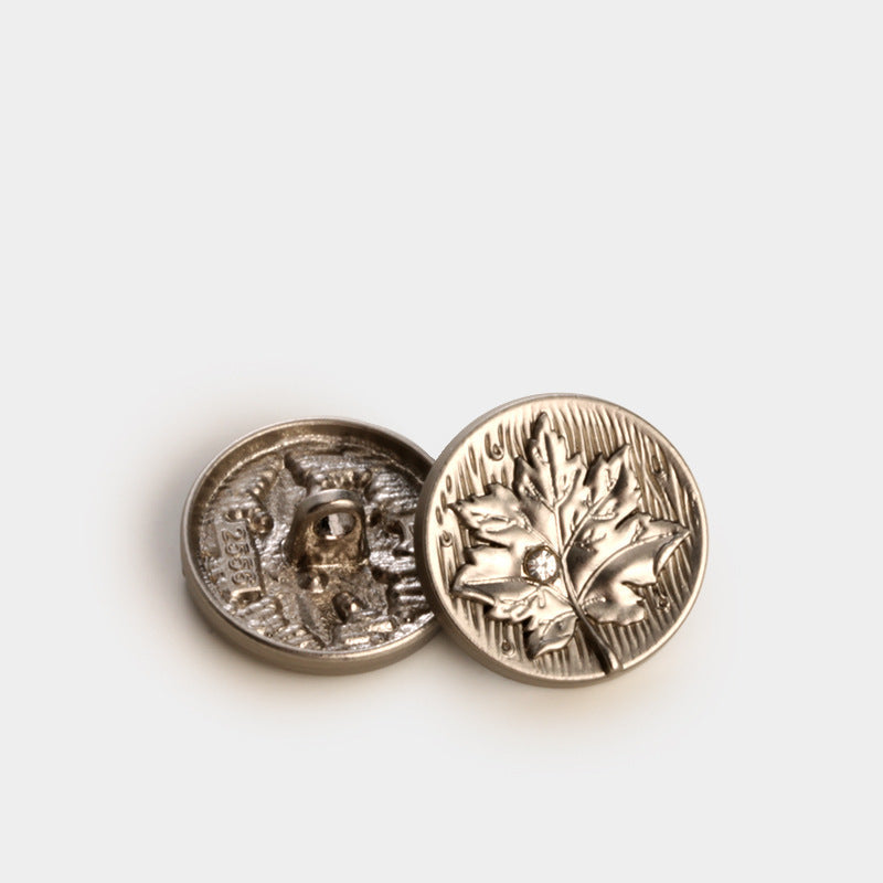 Maple Leaf Metal Sew-On Buttons for Coats & Cardigans, 20-Pack Silver