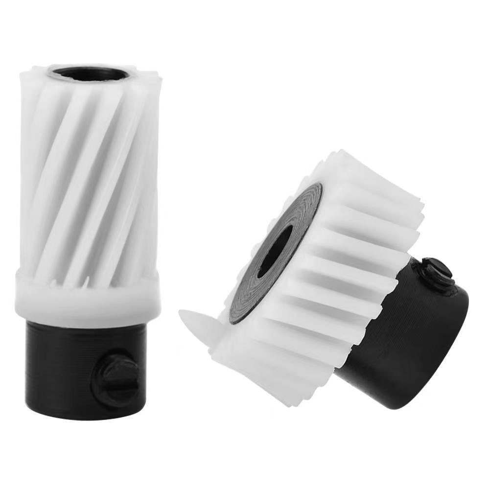 Feed dog drive shaft gear kit: white plastic gear heads with black couplers, set