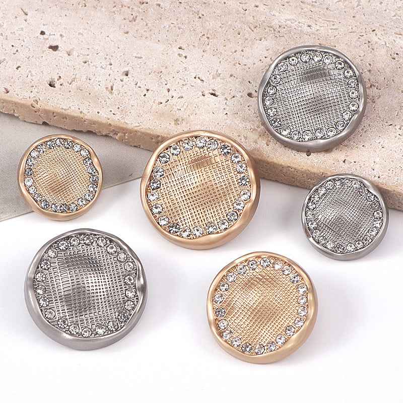 Runde Mesh-Strass-Knöpfe mit Schaft, Gold- und Silberfarben, 20er Set