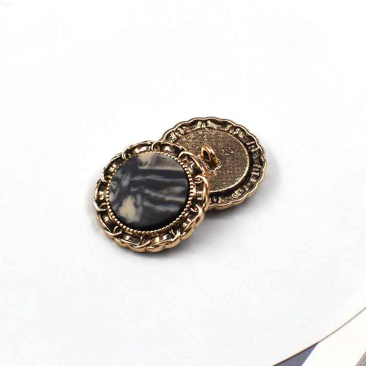 Dunkle Resin-Dome Knöpfe mit goldfarbenem Rand, runder Schaft, 18/23/25 mm