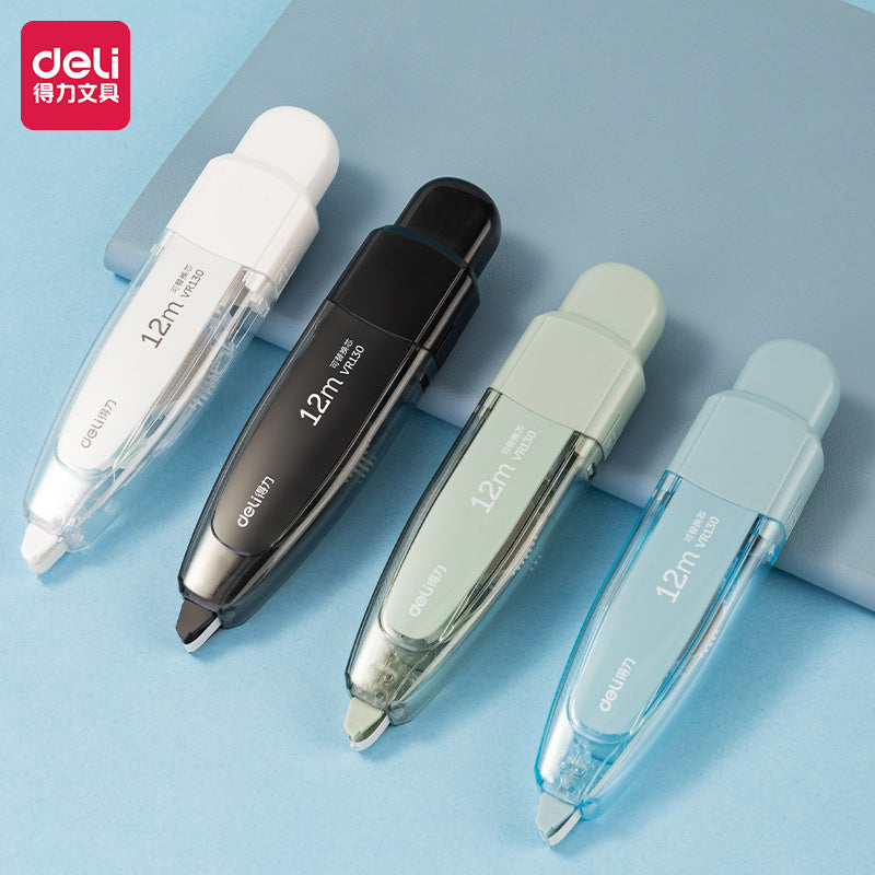 DELI Pen Style Retractable Correction Tape 12M with 4 Refills Black