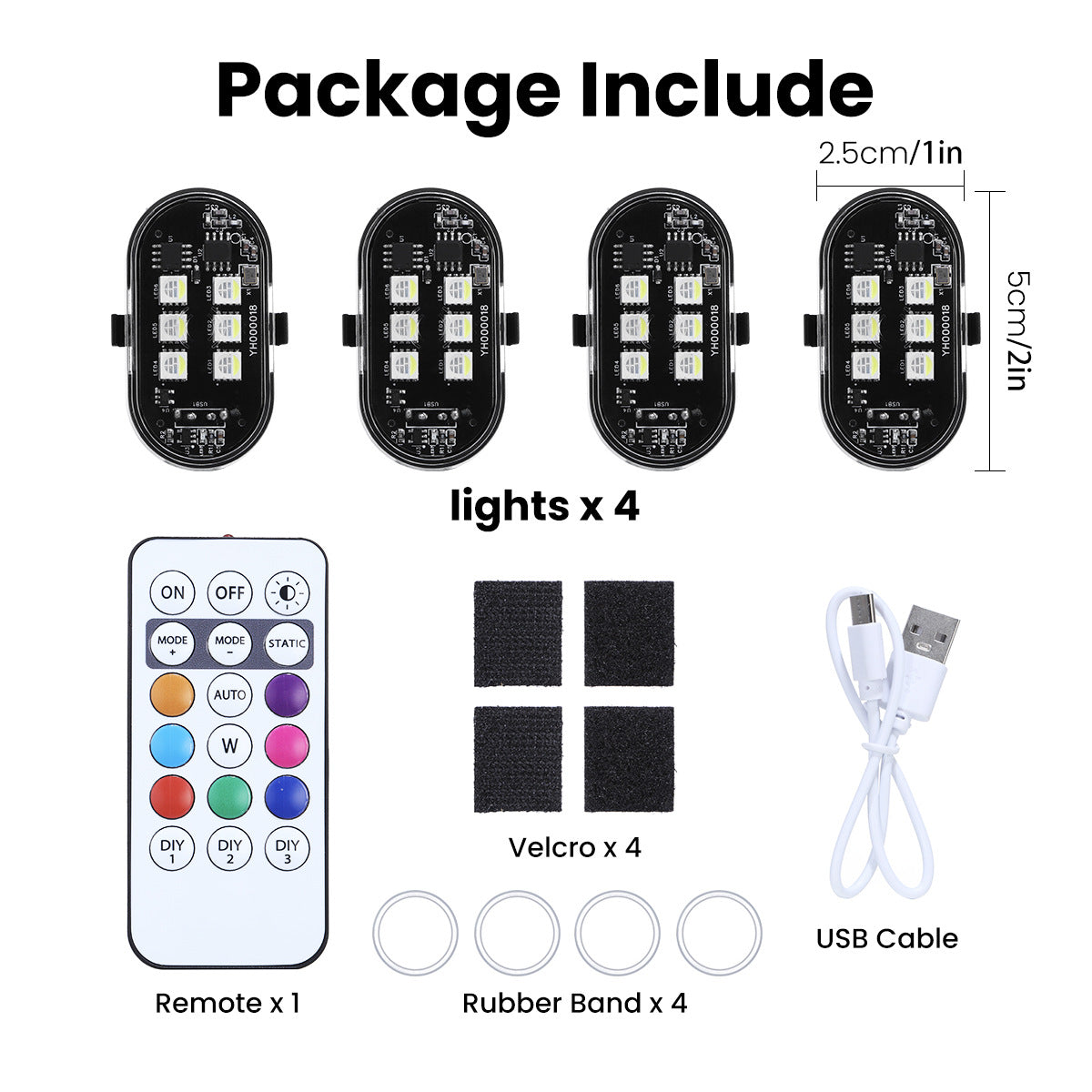 6LEDs Wireless LED Strobe Lights for Car with Remote Control