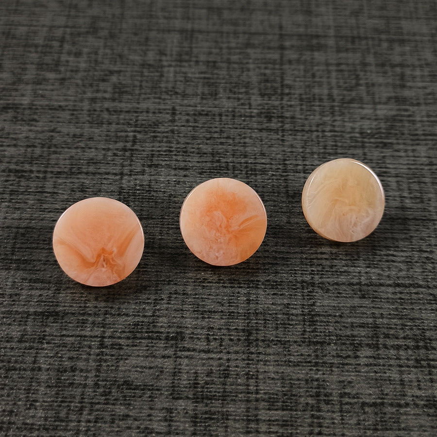 Faux agate resin shank buttons, peach round