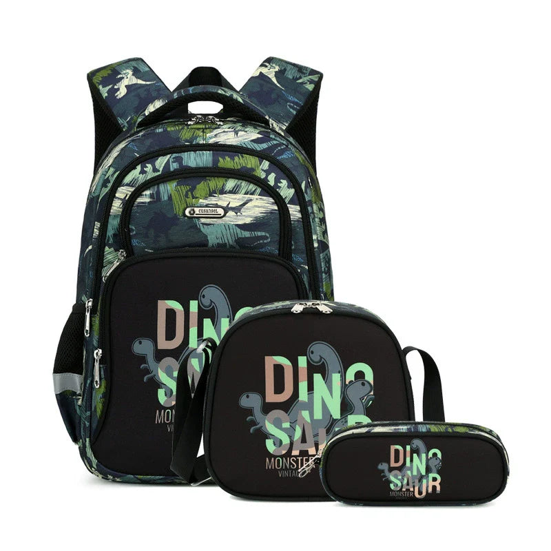 School Backpack Pencil Lunch Bag 3in1 for Boys and Girls Kids 8