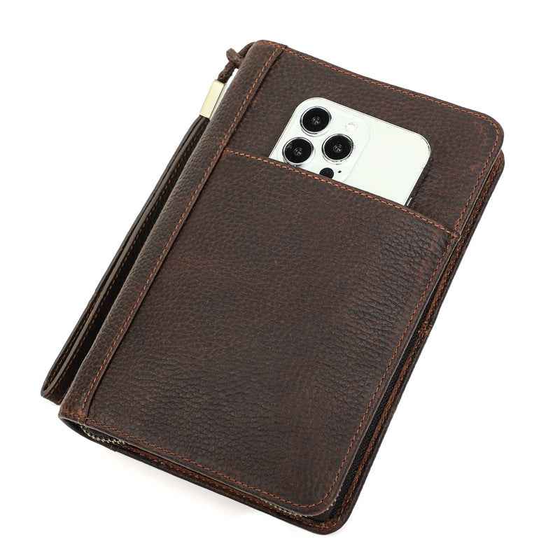 Genuine Leather Portable 5 Cigar Storage Case with Pen Holder Coffee
