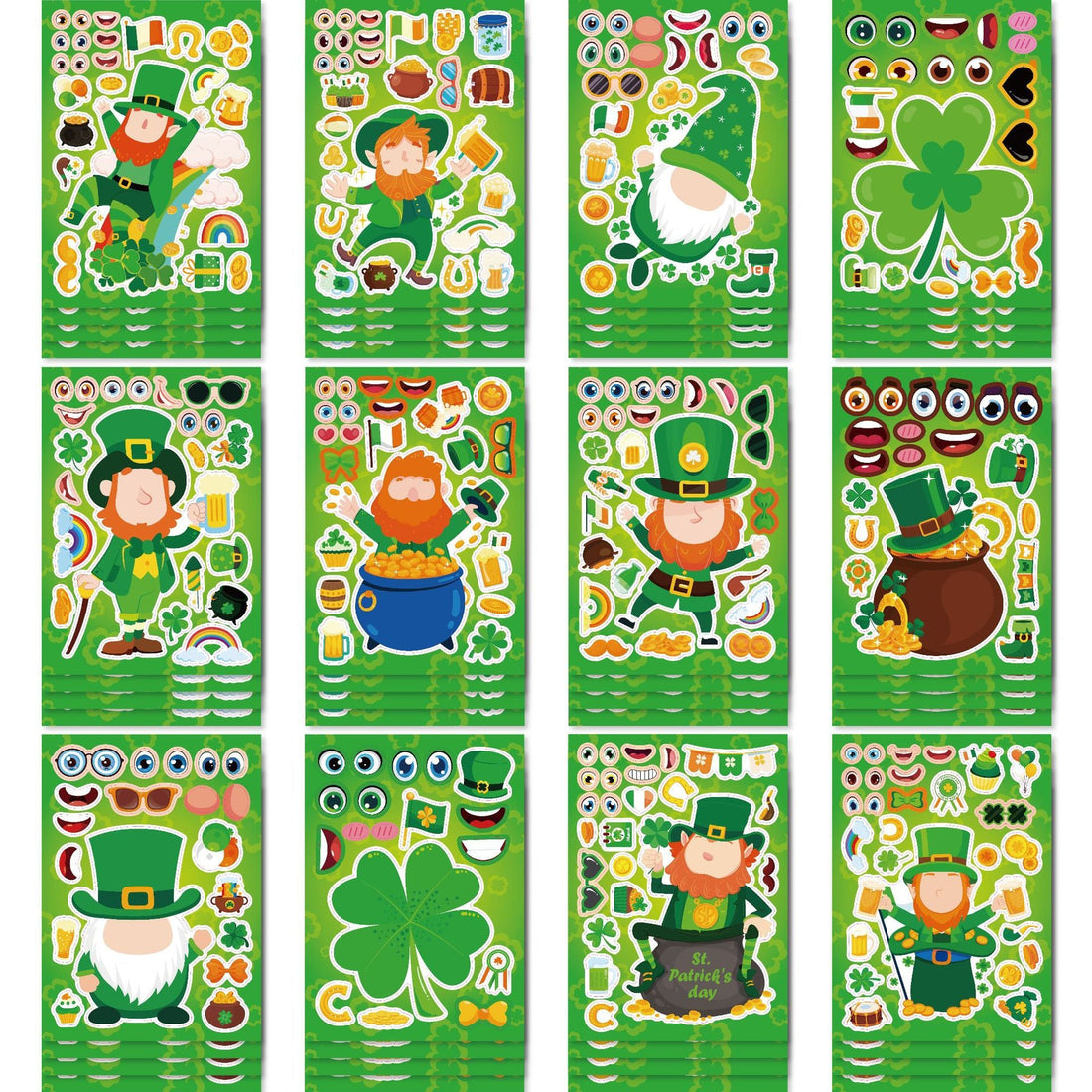 Make a Face St. Patrick's Day Stickers for Kids 32 Sheets