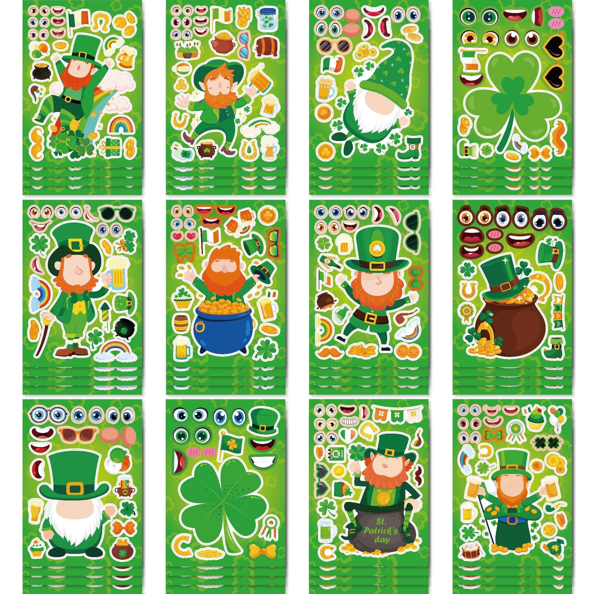 Make a Face St. Patrick's Day Stickers for Kids 32 Sheets