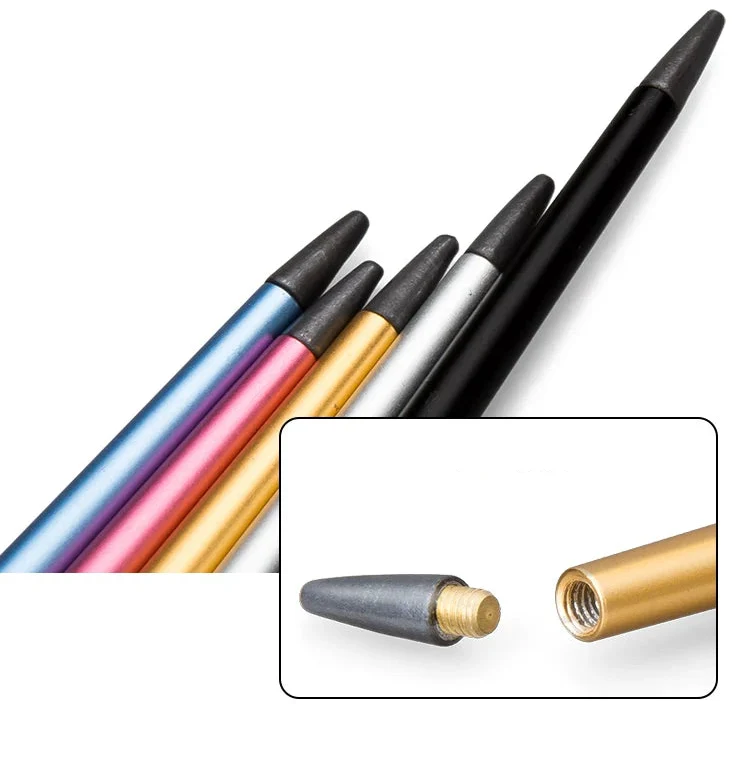 GNASEET Inkless Eternal Pencil – Tapered Metal Body | Black / Rose Red/ Silver / Gold