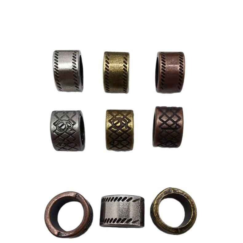 11mm Vintage cord end caps, silver/bronze, engraved bead-cap ends (30 Pack)