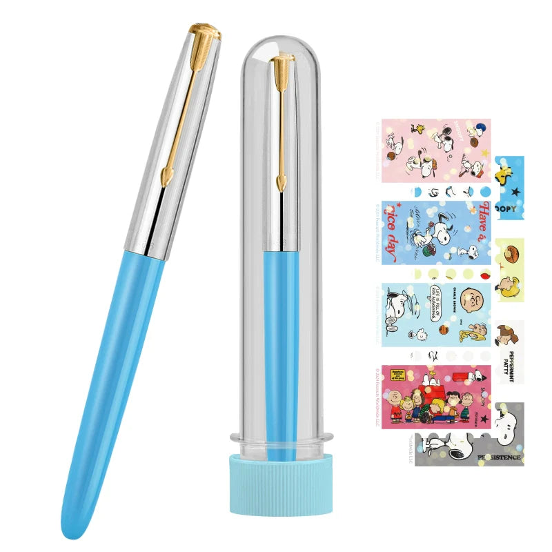 HERO 616Plus Fountain Pen 0.38mm Fine Nib Gradient Color with Stickers Blue