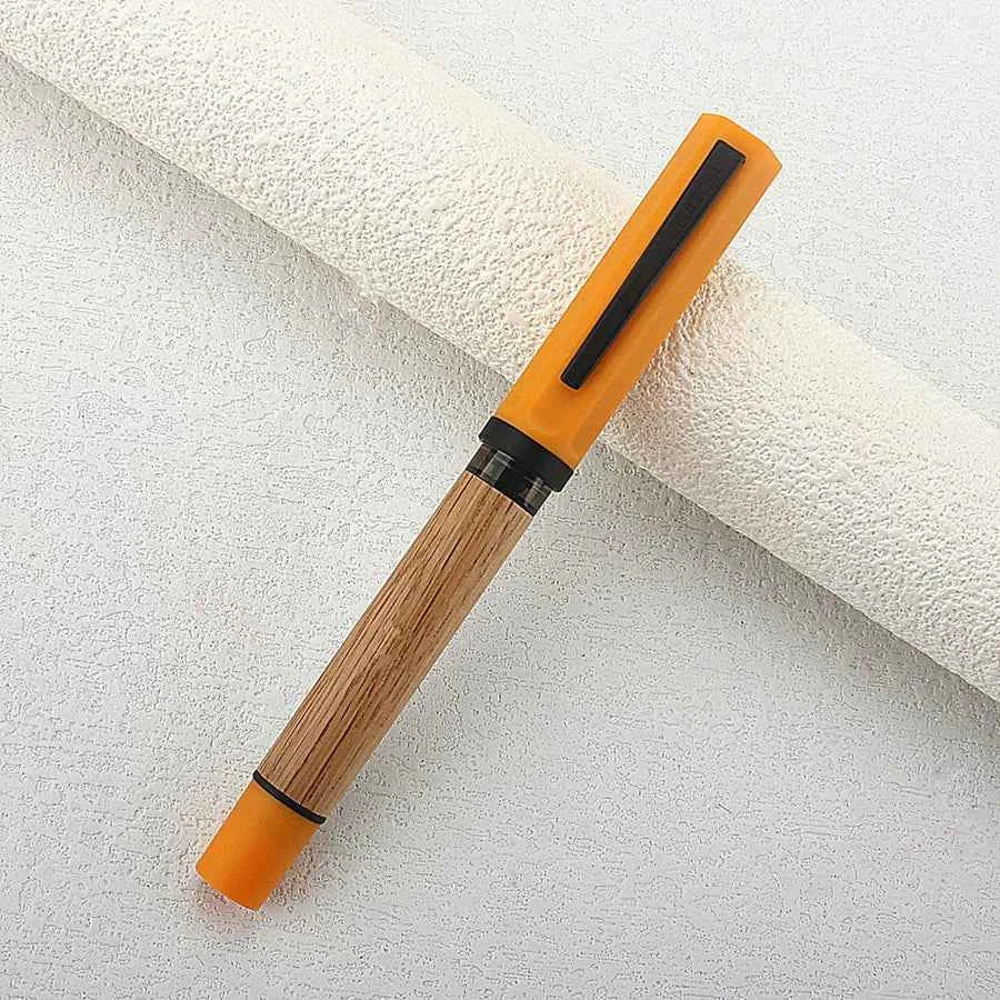 Jinhao 58 Wooden Fountain Pen - Natural Oak Turmeric