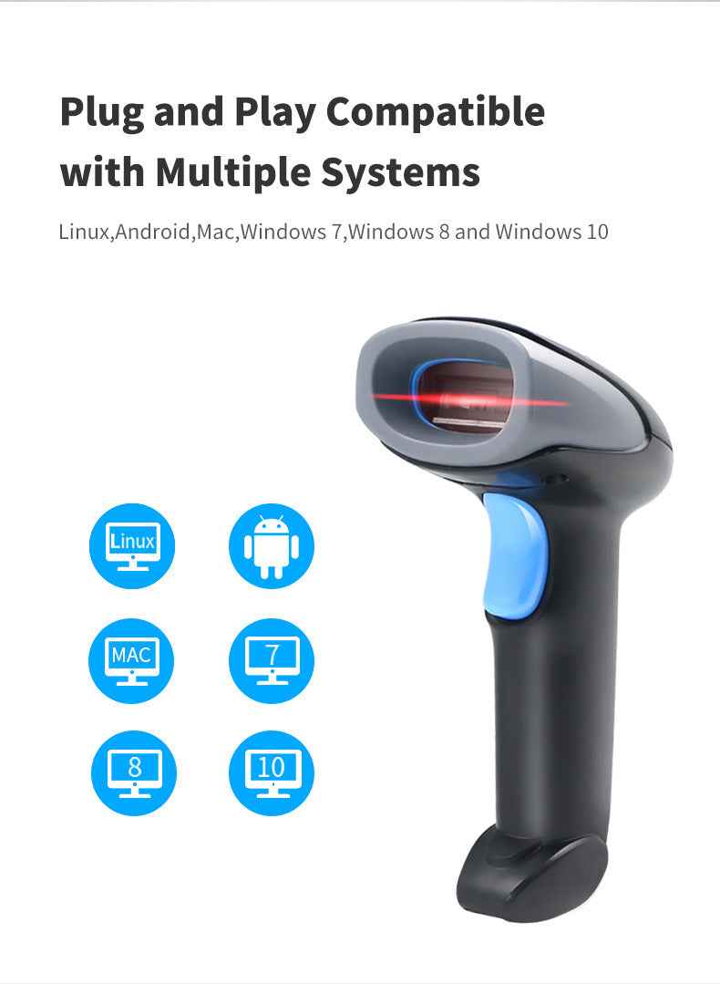 Wireless & USB Wired 1D 2D QR Handheld Barcode Scanner