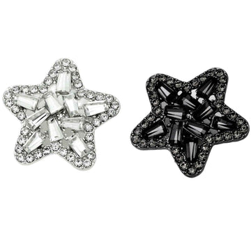 Rhinestone star shank buttons: silver clear stones and black stones, star shape