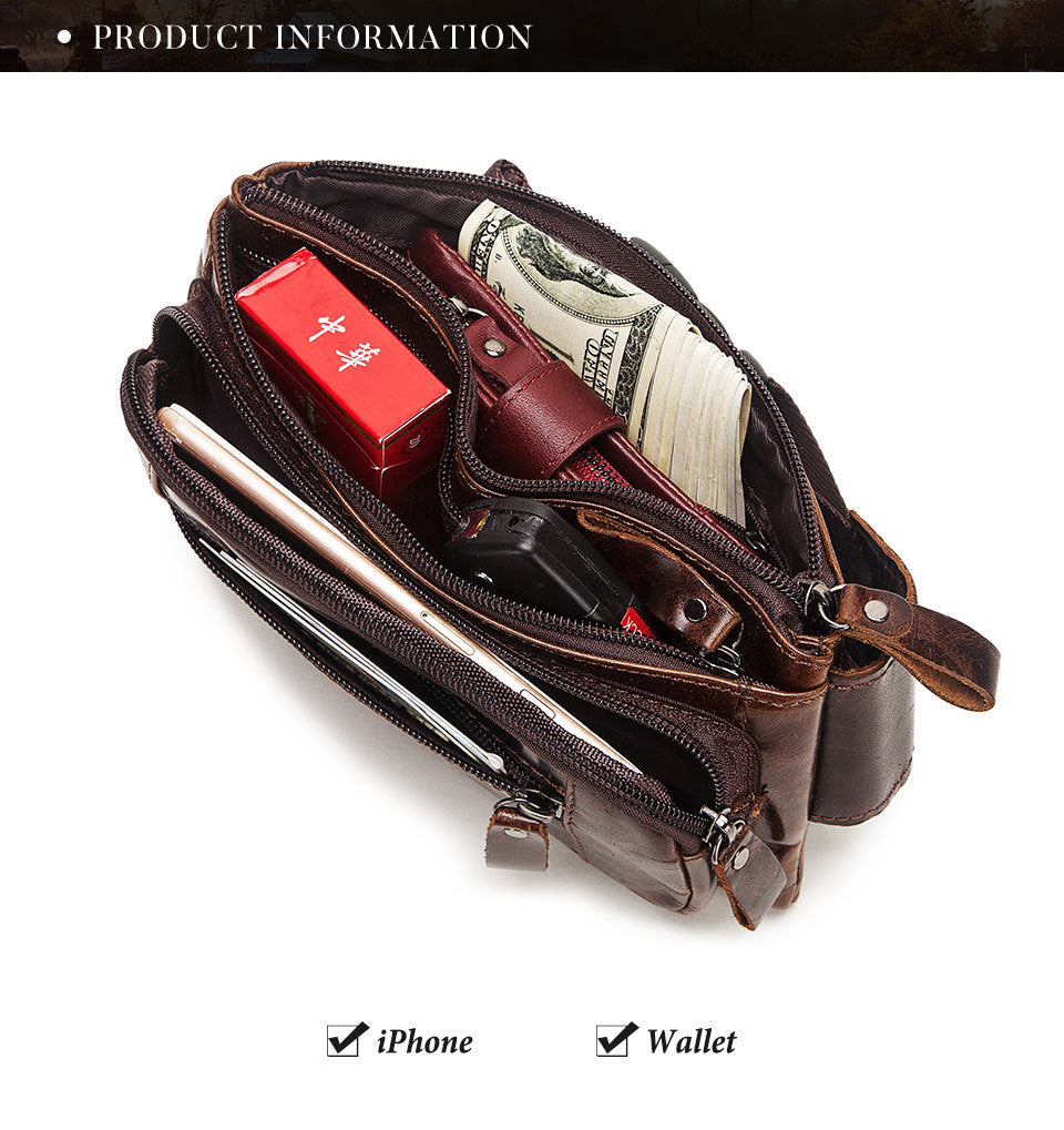 Men's Genuine Leather Waist Bag Packs