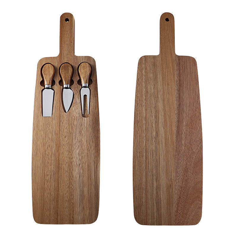 Acacia Wood Cheese Board Set | 3-Piece Knife & Fork Kit