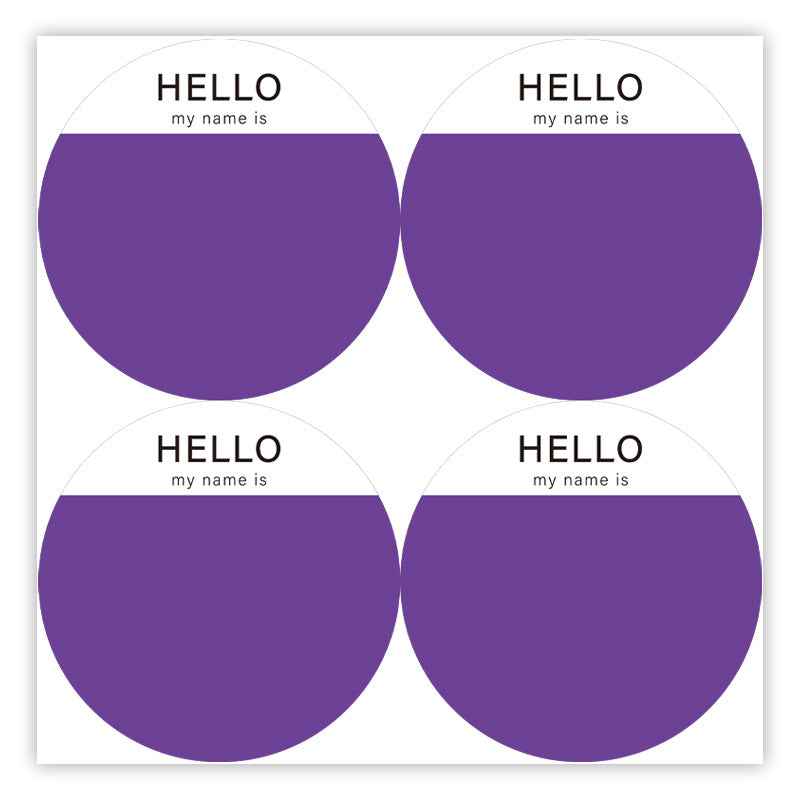 200Pcs Hello Name Tags Hello My Name is Stickers 8cm Round Purple