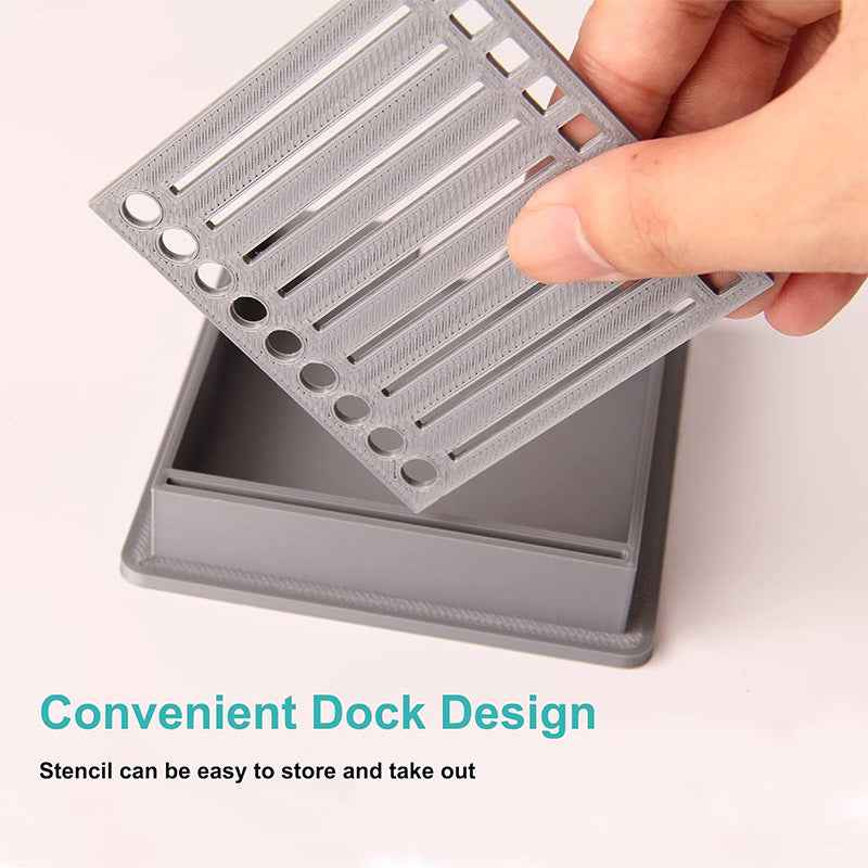 Sticky Note Holder with Stencil 3x3 with 4 Color Sticky Notes Grey