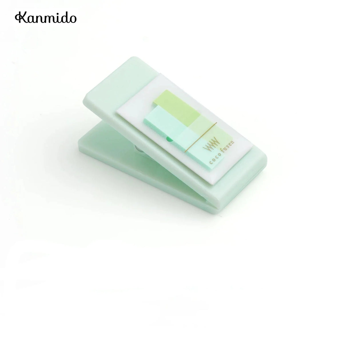 Kanmido Miniclip Coco Fusen MY FAVE Clip Sticky Note Dispenser | Refillable Index Tabs | 2 x 30 Sheets Green