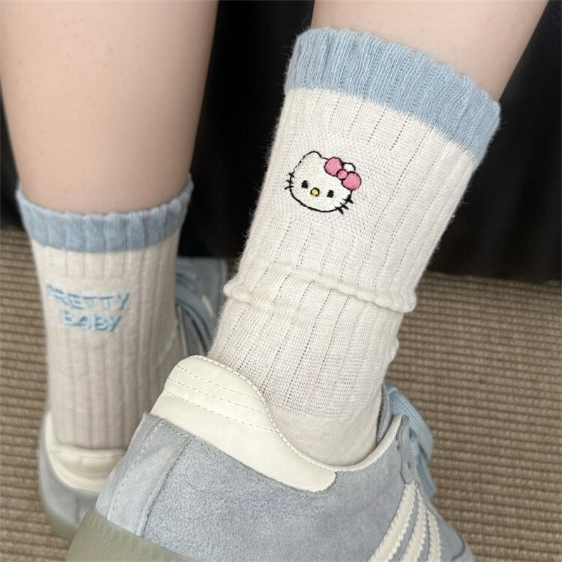Hello Kitty Embroidered Colour-Block Crew Socks 4-Pack