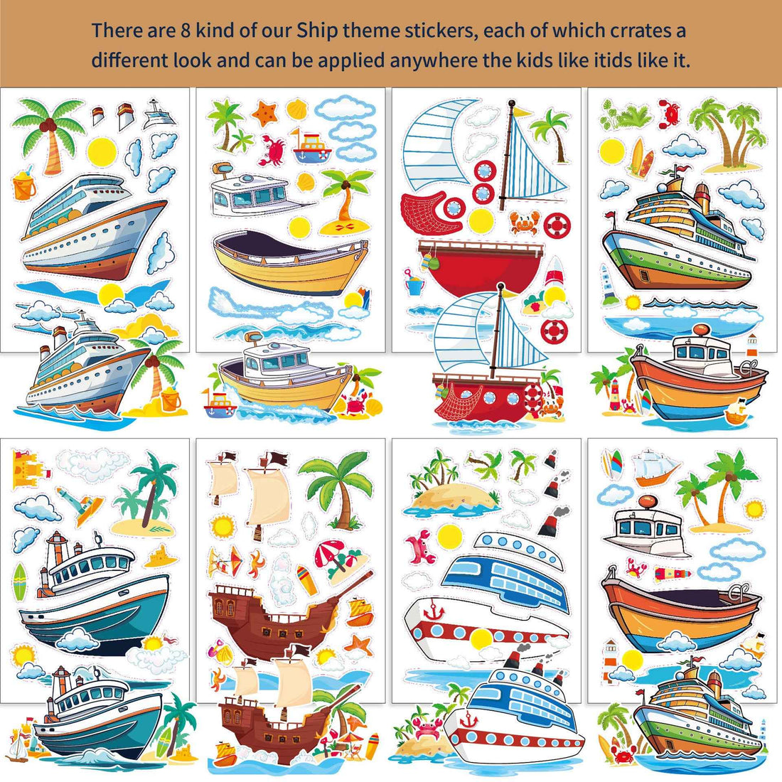 Make a Face Ship Yacht Stickers for Kids 24 Sheets