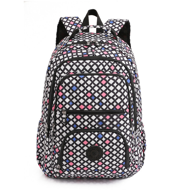 55L Lightweight Water-Resistant Backpack Outdoor Travel Bag Tricolor Block
