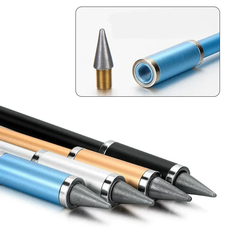 GNASEET Inkless Eternal Pen – Magnetic Fidget Cap, Metal Body | 148x7.5mm | Gold / Silver / Blue / Black