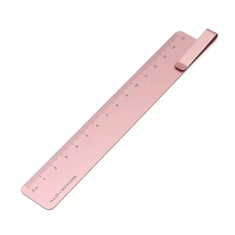 KACO 15CM Metal Ruler - Bookmark, Clamp & Student Tool Pink