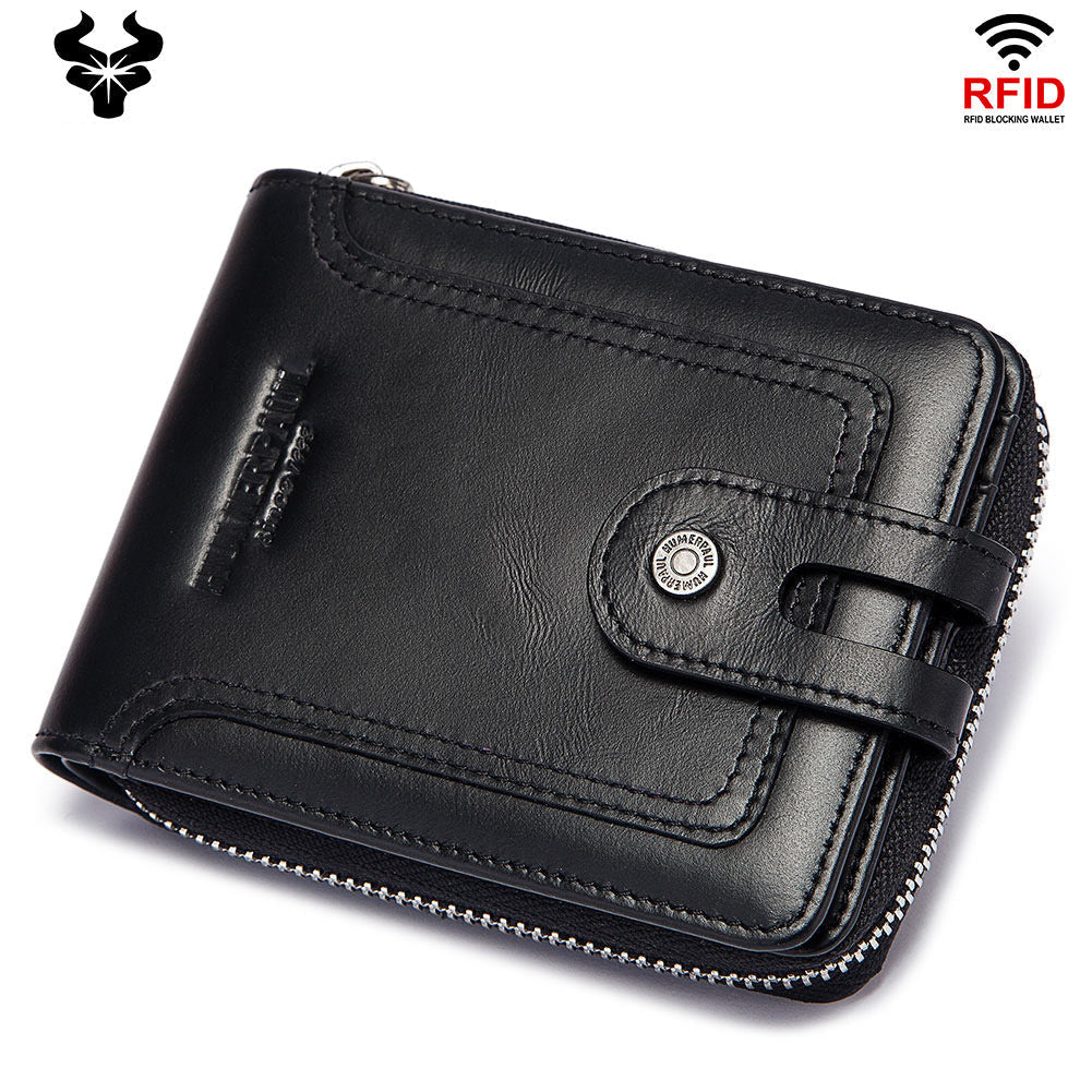 Men's Vintage RFID Genuine Leather Wallet – Short Black