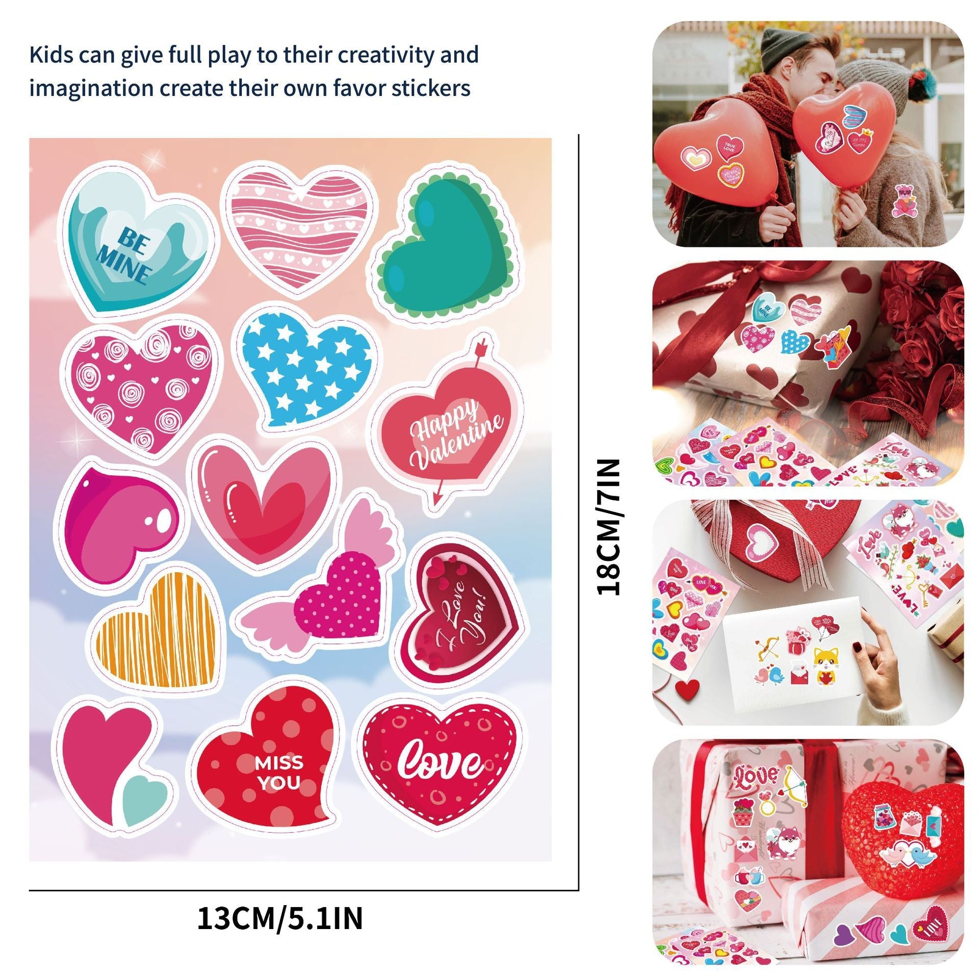 Make a Face Love Heart DIY Stickers for Kids 24 Sheets